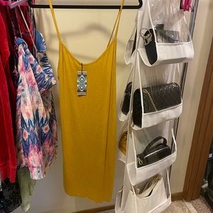 Boohoo Yellow Midi Dress